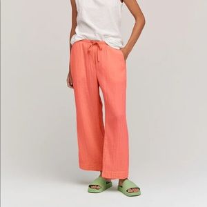 NWT SPLENDID Addie Cropped Wide Leg Gauze Pant Coral - Medium